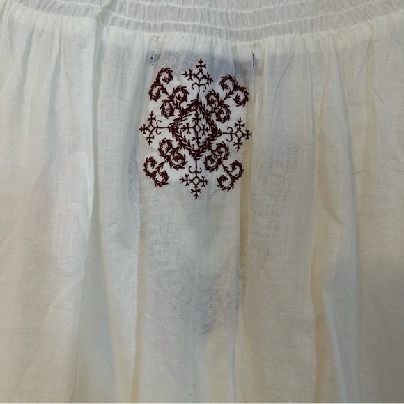 Miley Cyrus Sheer Blouse Elastic Neck Cuffs Waist Embroidered V-neck Tie Size L - Picture 11 of 14